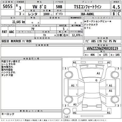 Volkswagen POLO  с аукциона в Японии