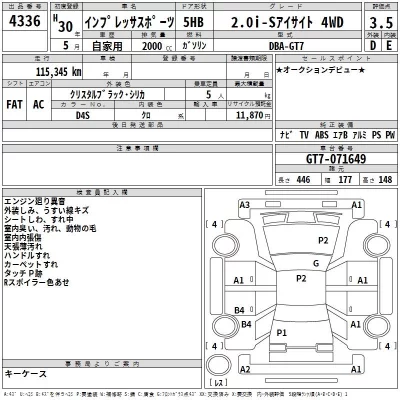 Subaru IMPREZA  с аукциона в Японии