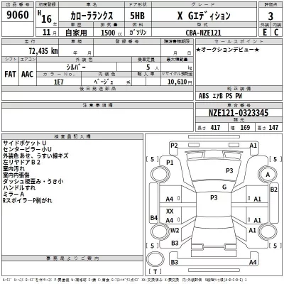Toyota COROLLA RUNX  с аукциона в Японии