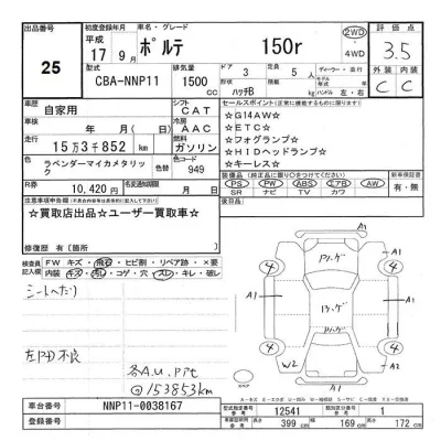 Toyota PORTE  с аукциона в Японии
