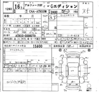 Toyota ALPHARD лот № 1260 оценка 3.5  с аукциона в Японии 4