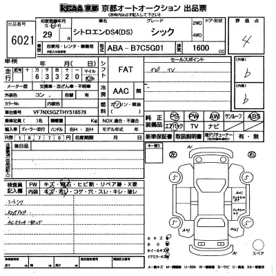 Citroen DS4  с аукциона в Японии