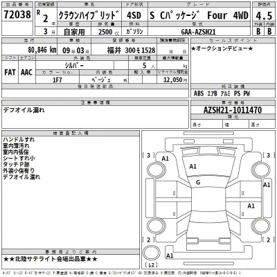 Toyota CROWN  с аукциона в Японии
