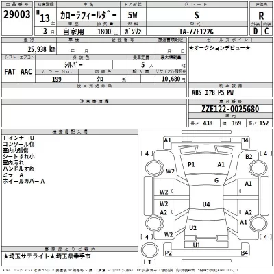 Toyota COROLLA FIELDER  с аукциона в Японии