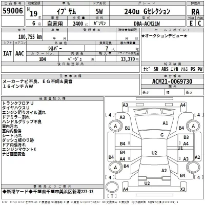 Toyota IPSUM  с аукциона в Японии
