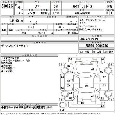 Toyota NOAH  с аукциона в Японии