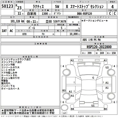 Toyota RACTIS  с аукциона в Японии