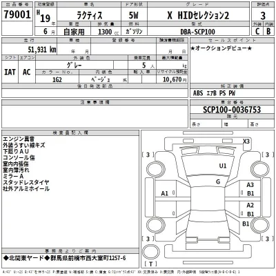 Toyota RACTIS  с аукциона в Японии
