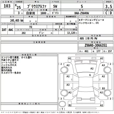 Toyota PRIUS ALPHA  с аукциона в Японии