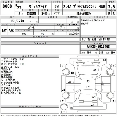 Toyota VELLFIRE  с аукциона в Японии