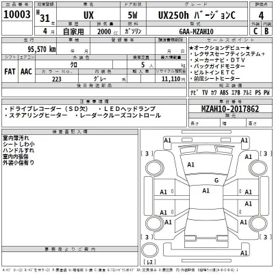 Lexus UX  с аукциона в Японии