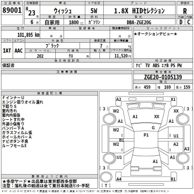 Toyota WISH  с аукциона в Японии