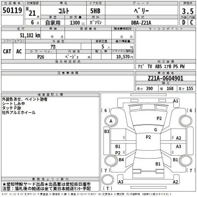 Mitsubishi COLT  с аукциона в Японии