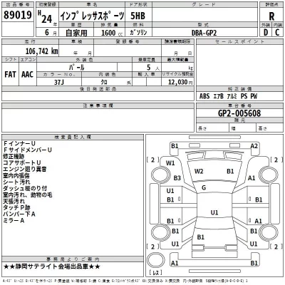 Subaru IMPREZA  с аукциона в Японии