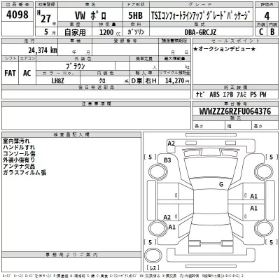 Volkswagen Polo  с аукциона в Японии