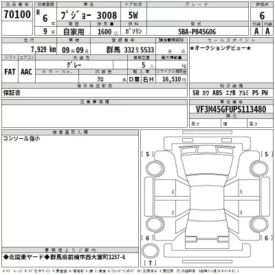 Peugeot 3008  с аукциона в Японии