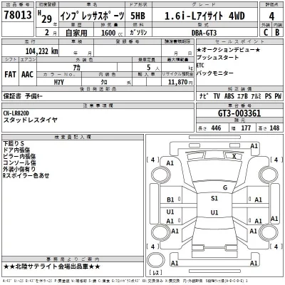 Subaru IMPREZA  с аукциона в Японии