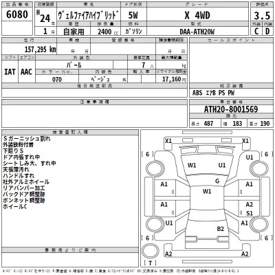 Toyota VELLFIRE  с аукциона в Японии