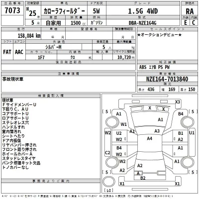 Toyota COROLLA FIELDER  с аукциона в Японии