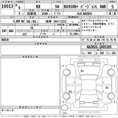 Lexus NX  с аукциона в Японии