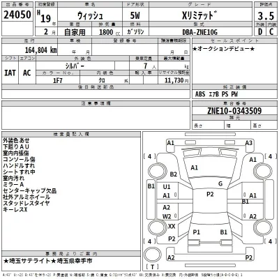 Toyota WISH  с аукциона в Японии