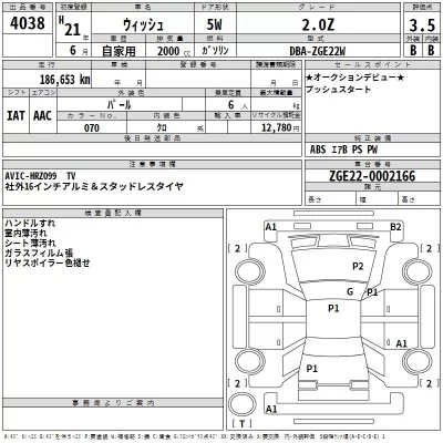 Toyota WISH  с аукциона в Японии