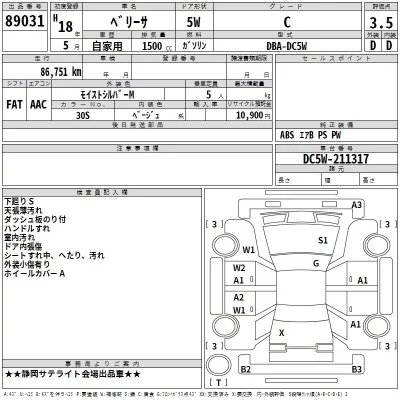 Mazda VERISA  с аукциона в Японии