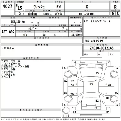 Toyota WISH  с аукциона в Японии