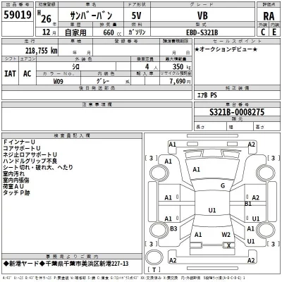 Subaru SAMBAR  с аукциона в Японии