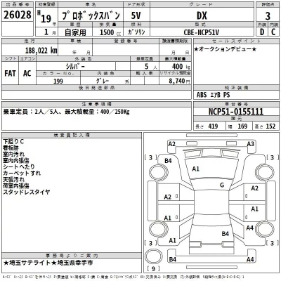Toyota PROBOX  с аукциона в Японии