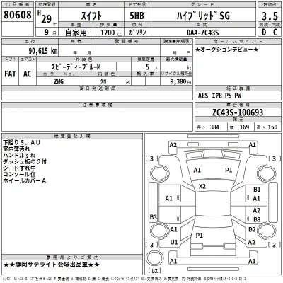 Suzuki SWIFT  с аукциона в Японии