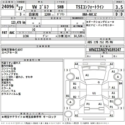 Volkswagen Golf  с аукциона в Японии