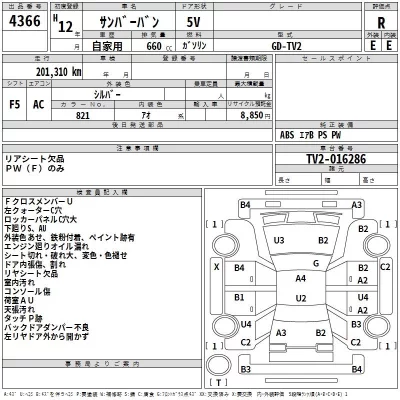 Subaru SAMBAR  с аукциона в Японии