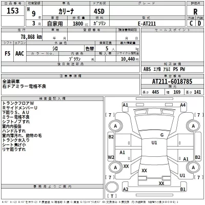 Toyota CARINA  с аукциона в Японии