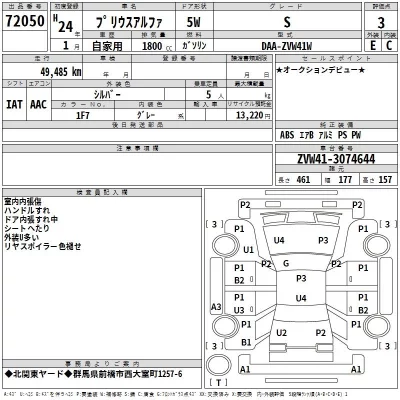Toyota PRIUS ALPHA  с аукциона в Японии