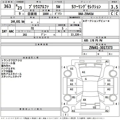 Toyota PRIUS ALPHA  с аукциона в Японии