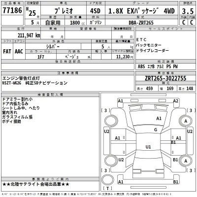 Toyota PREMIO  с аукциона в Японии