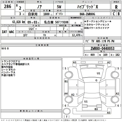 Toyota NOAH  с аукциона в Японии