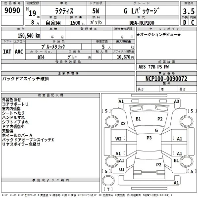 Toyota RACTIS  с аукциона в Японии