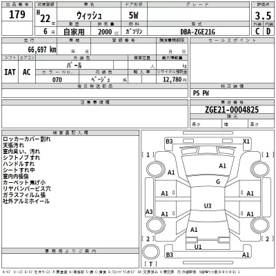Toyota WISH  с аукциона в Японии