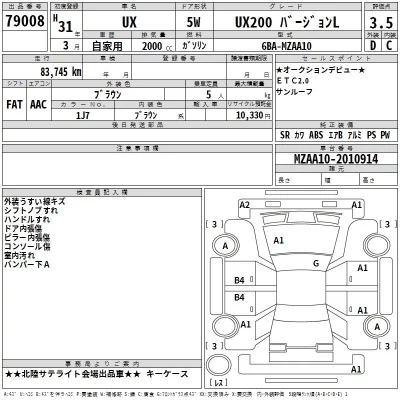Lexus UX  с аукциона в Японии
