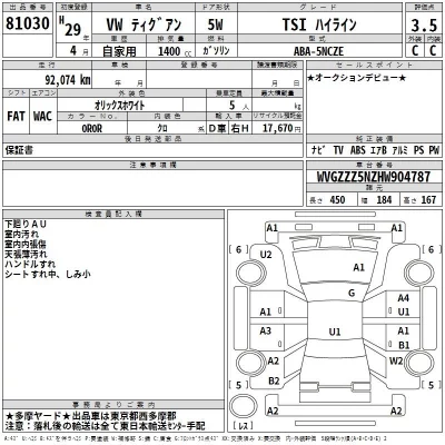 Volkswagen Tiguan  с аукциона в Японии