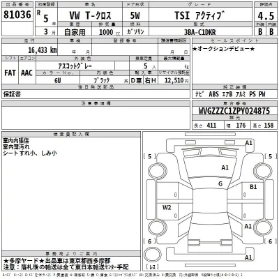 Volkswagen T-CROSS  с аукциона в Японии