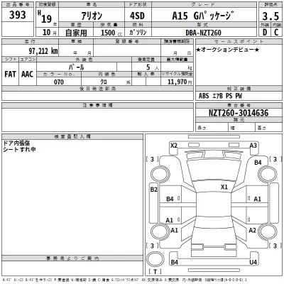 Toyota ALLION  с аукциона в Японии