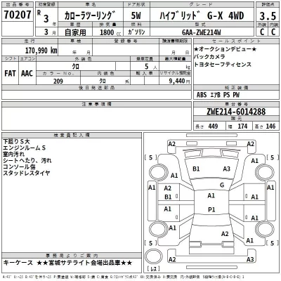 Toyota COROLLA TOURING  с аукциона в Японии