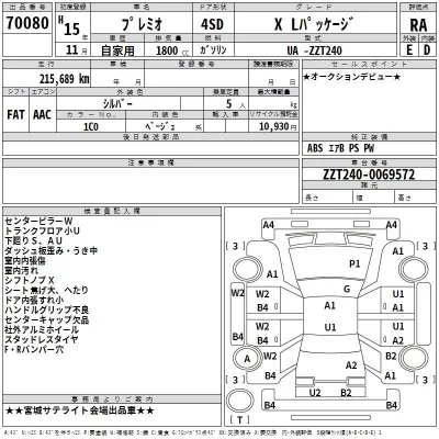 Toyota PREMIO  с аукциона в Японии