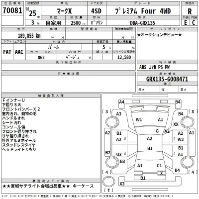 Toyota MARK X  с аукциона в Японии