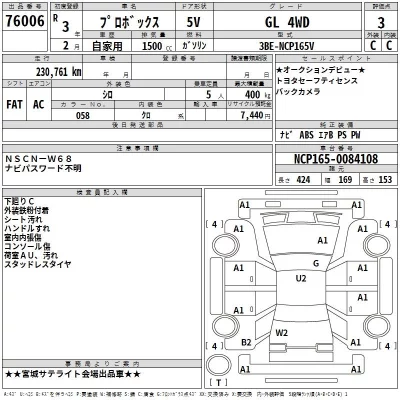Toyota PROBOX  с аукциона в Японии