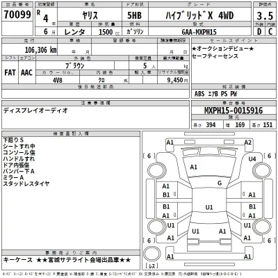 Toyota YARIS  с аукциона в Японии