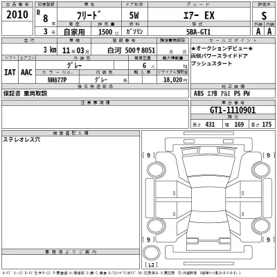 Honda FREED  с аукциона в Японии